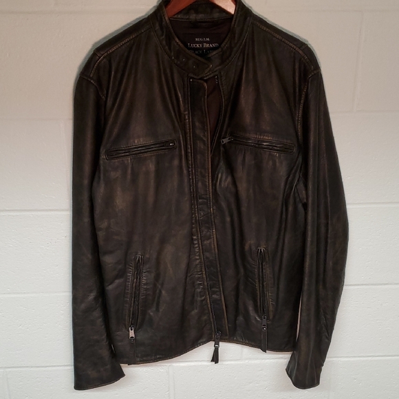 Lucky Brand Other - Lucky Brand Cafe Racer Dark Leather Jacket for Men XL